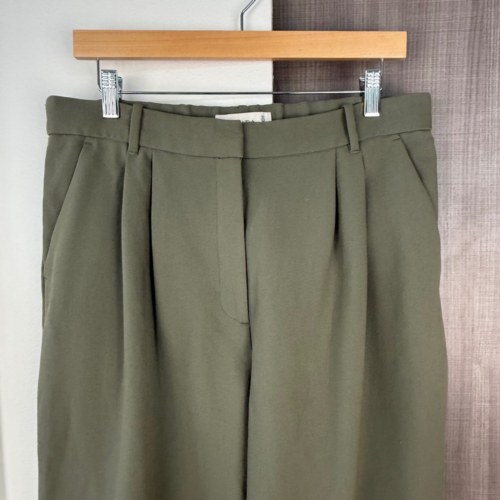 Abercrombie & Fitch Olive Green Sloane Tailored Wide Leg Trouser Pants Long - Picture 4 of 12